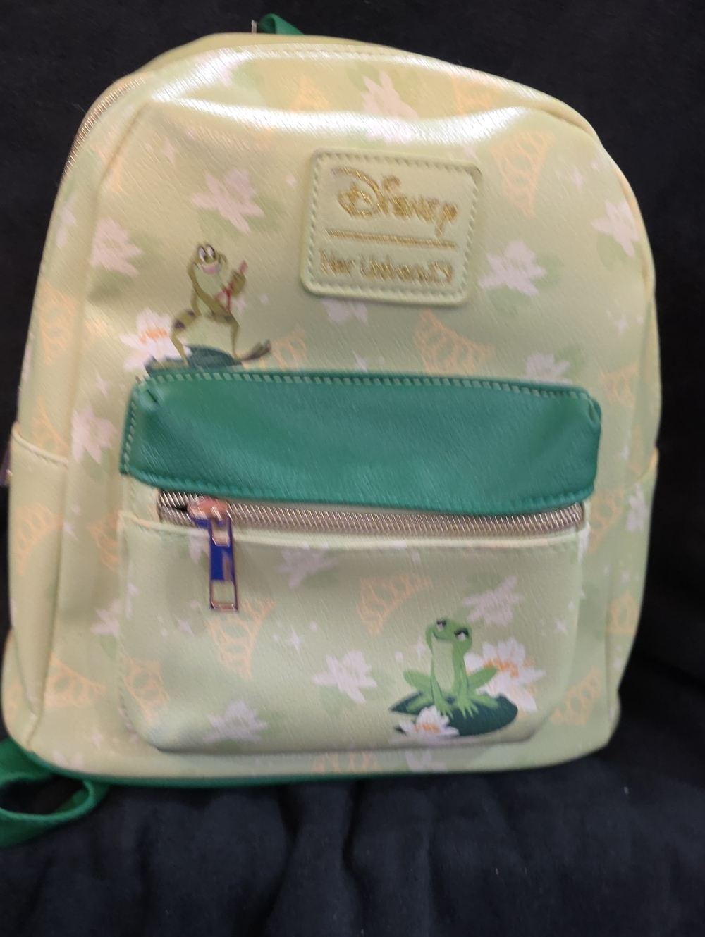 Disney Light Green Princess Tiana Frog Mini Backpack